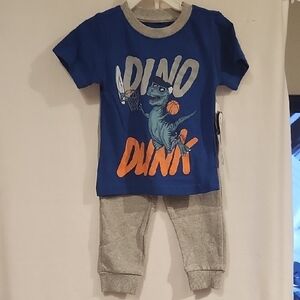 Dino Dunk Kids Matching Set - Blue and Gray